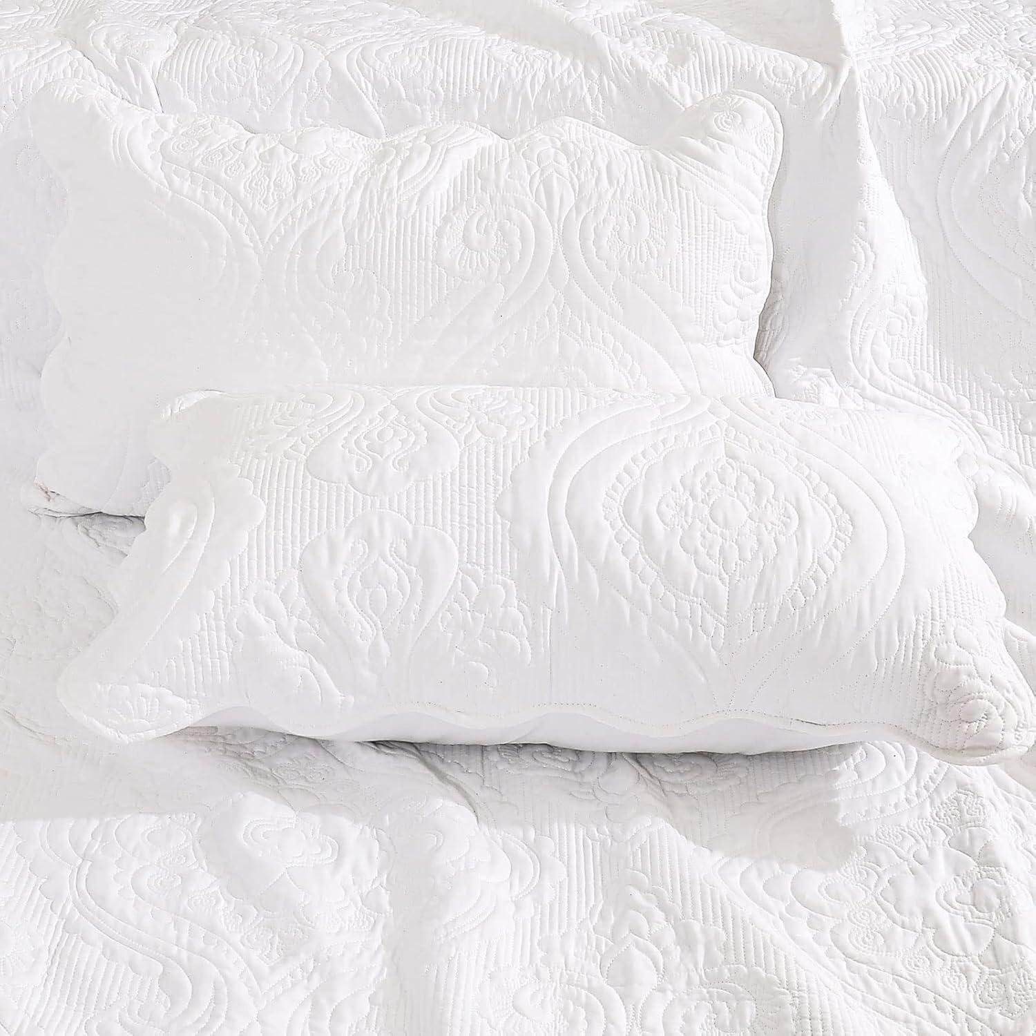 Quilted Pillow Shams Set White - Standard (20" x 26")