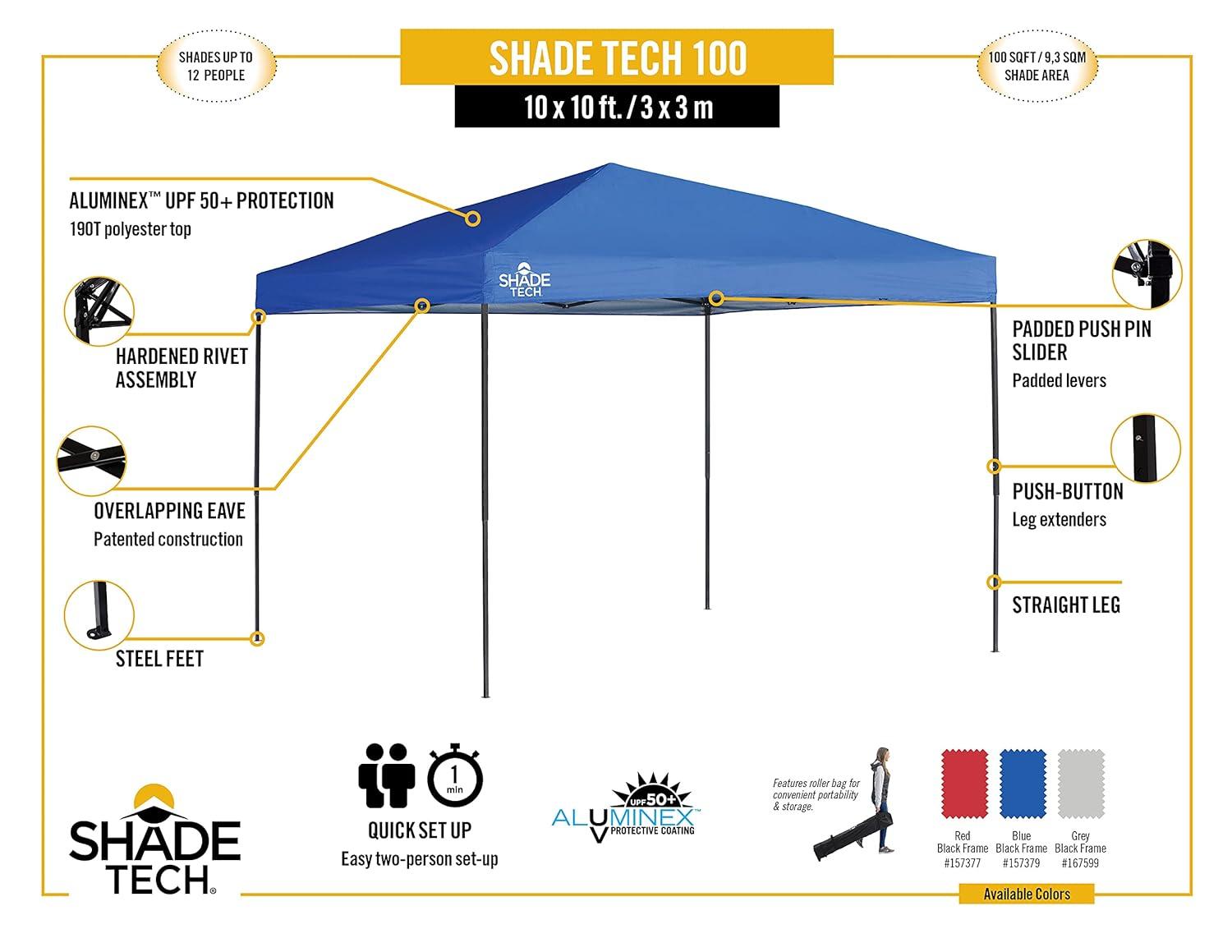 QuikShade Shade Tech 10 Ft. W x 10 Ft. D Steel Pop-Up Canopy