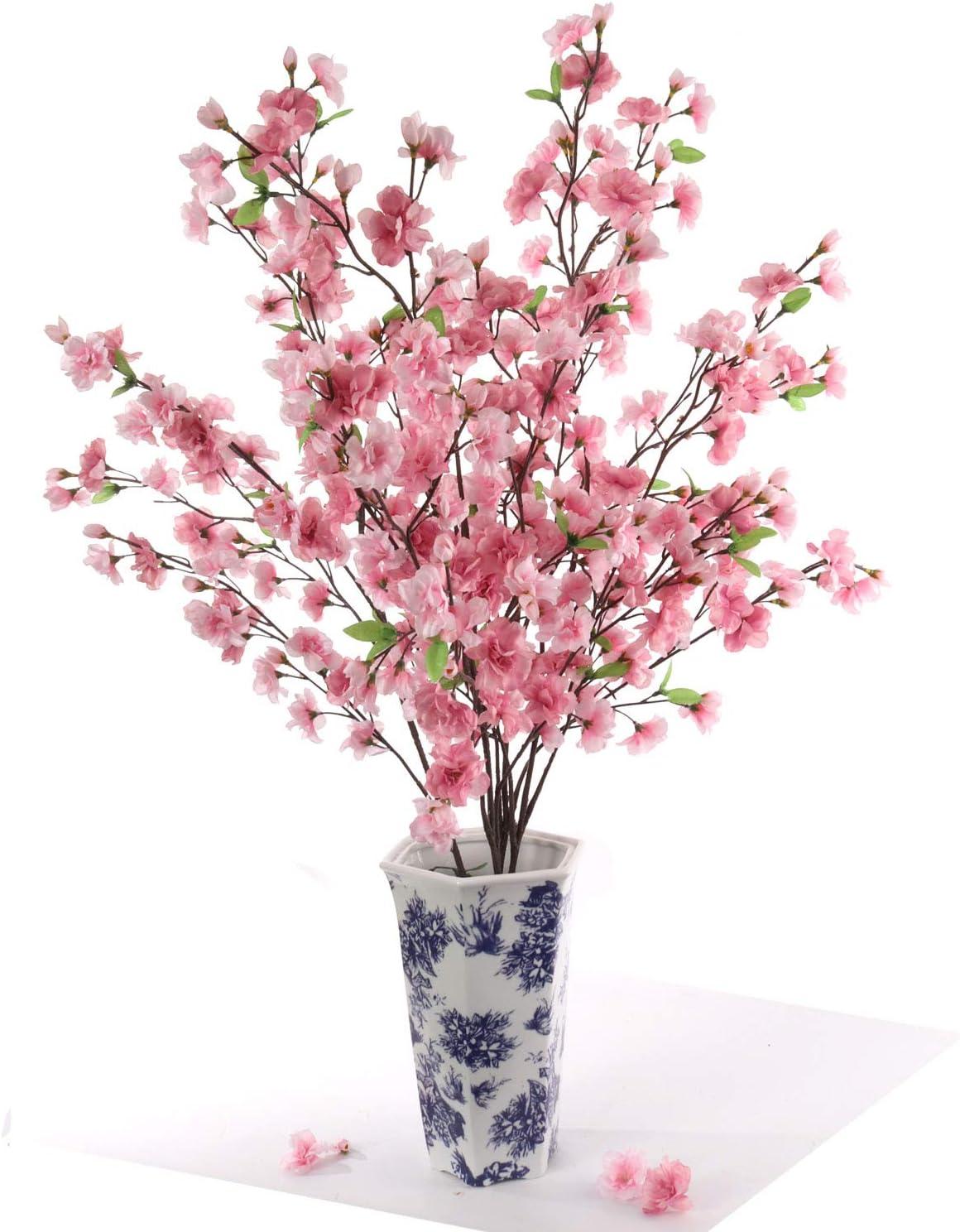 Light Pink Silk Cherry Blossom Branches Set of Four 36 Inch