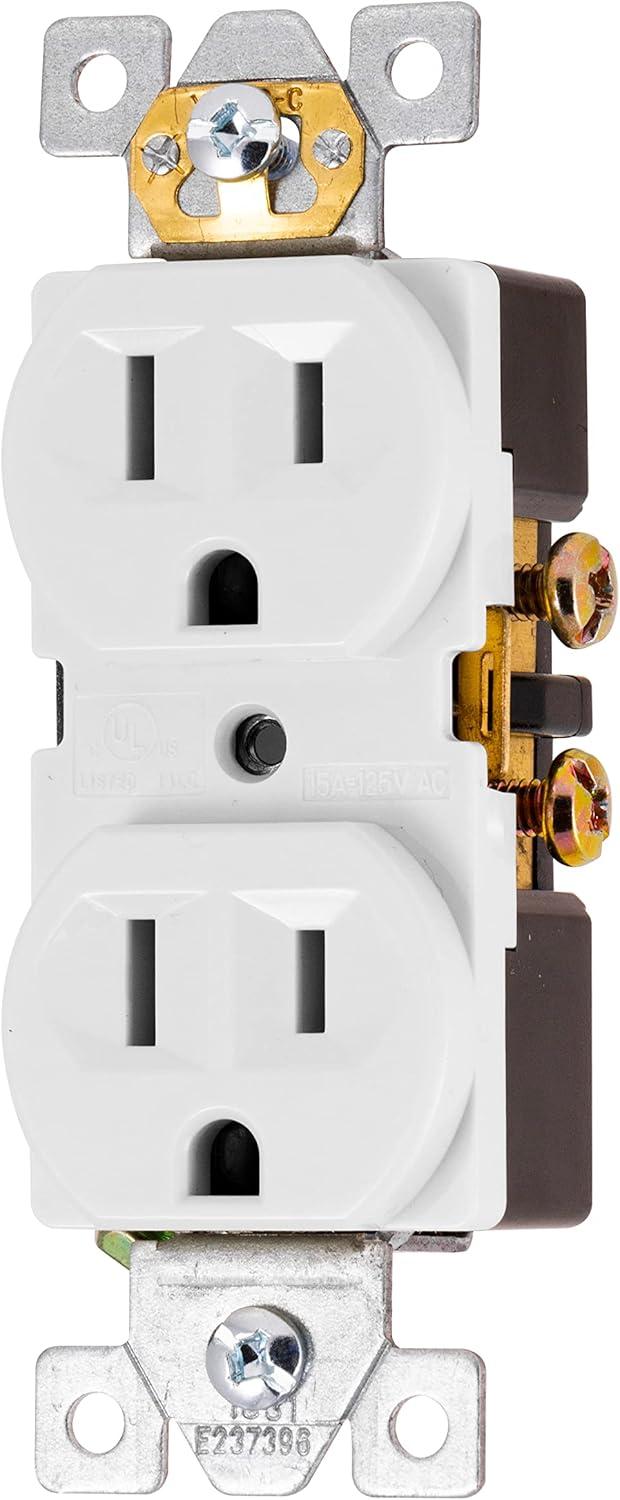 GE Heavy-Duty Grounding Duplex Receptacle Outlet, 15A, 42157