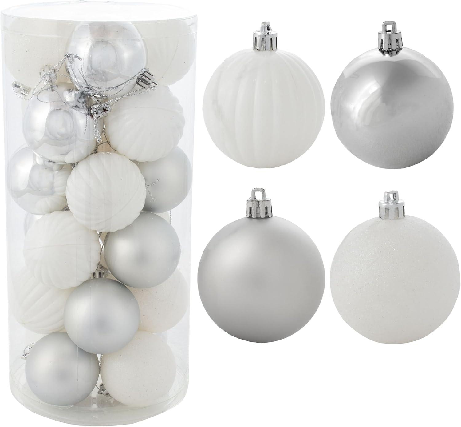 Sunnydaze Indoor Christmas Holiday Tree Shatterproof Merry Medley Ball Ornaments with Hooks - 24pc