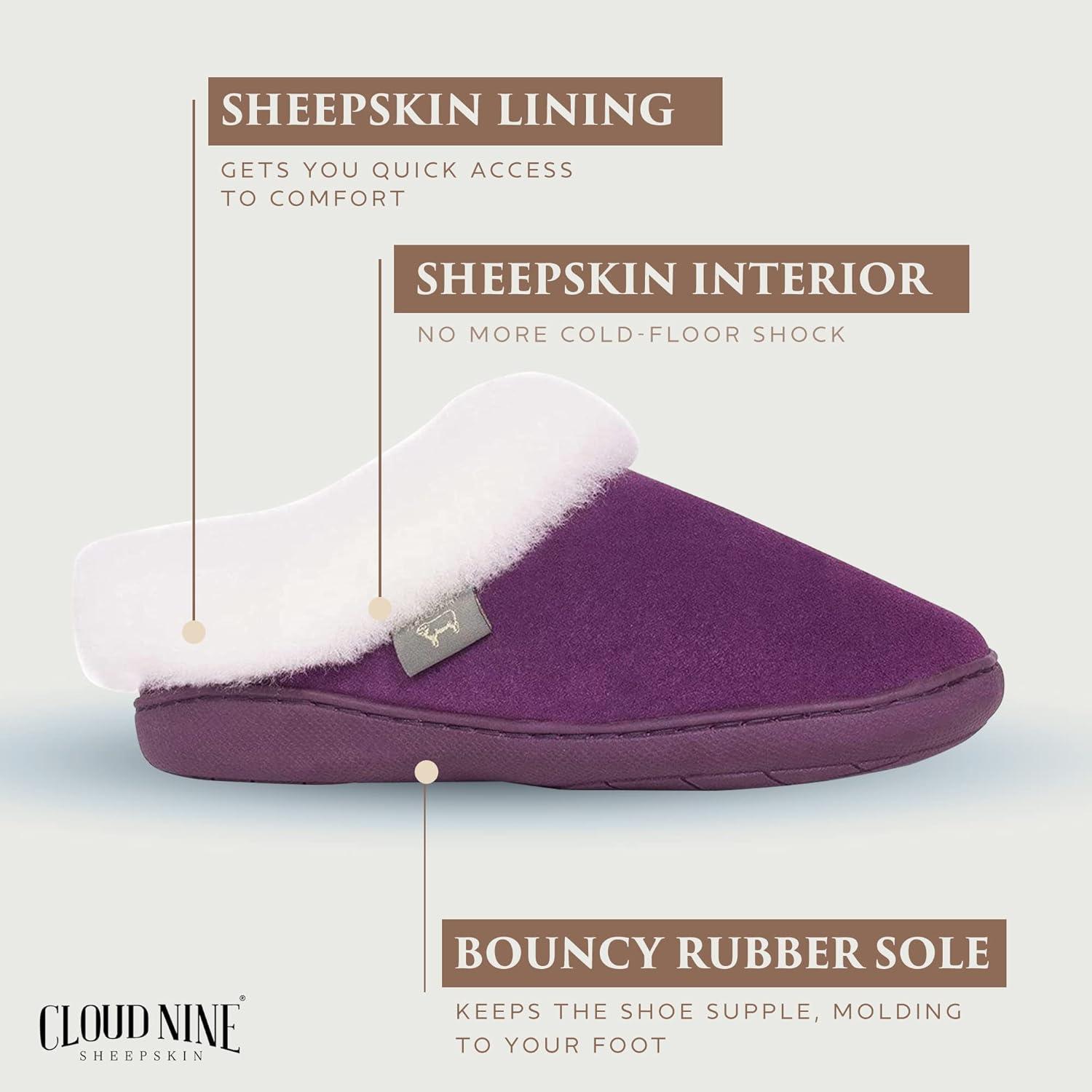 Sunrise Berry Suede Leather Women's Clogs with Sheepskin Lining