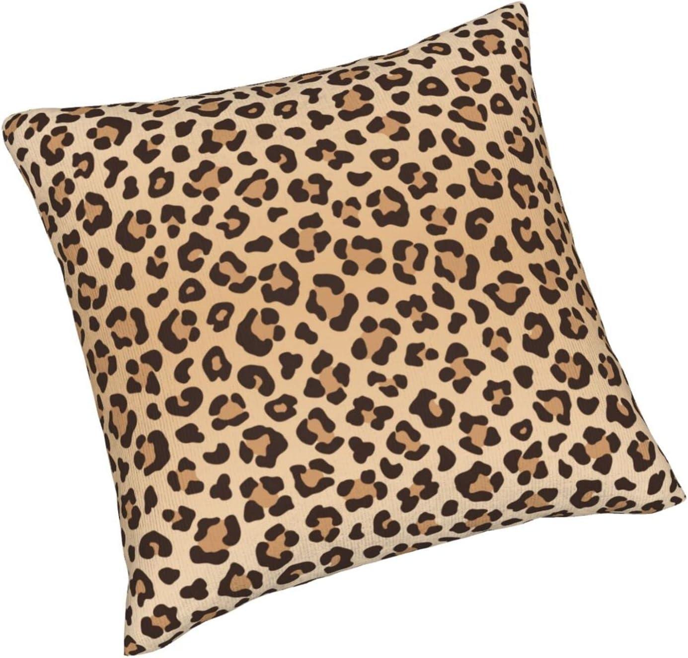 Leopard Skin Wild Animal Print Throw Pillow Cover Set of 2 Decorative Square Pillowcase Throw Cushion Case for Bedroom  Living Room  Sofa  Couch and Bed  18 x 18 Inches