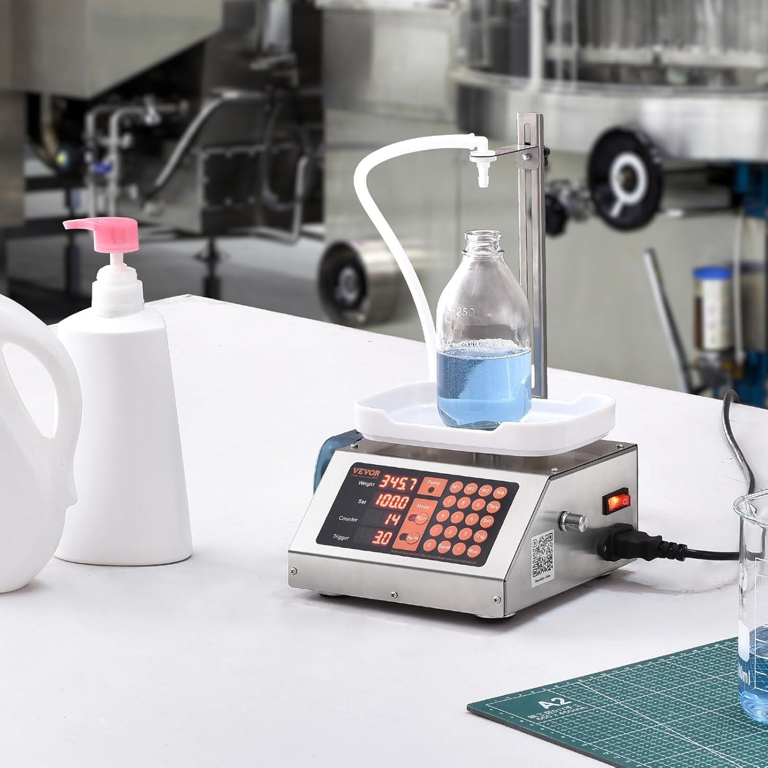 VEVOR Paste Liquid Filling Machine 5-300g,1L/min Flow Rate, Peristaltic Pump Digital Control Automatic Weighing Bottle Filling Machine for Soy Sauce, Drink, Vinegar, Milk, Alcohol,Low Viscous Liquids