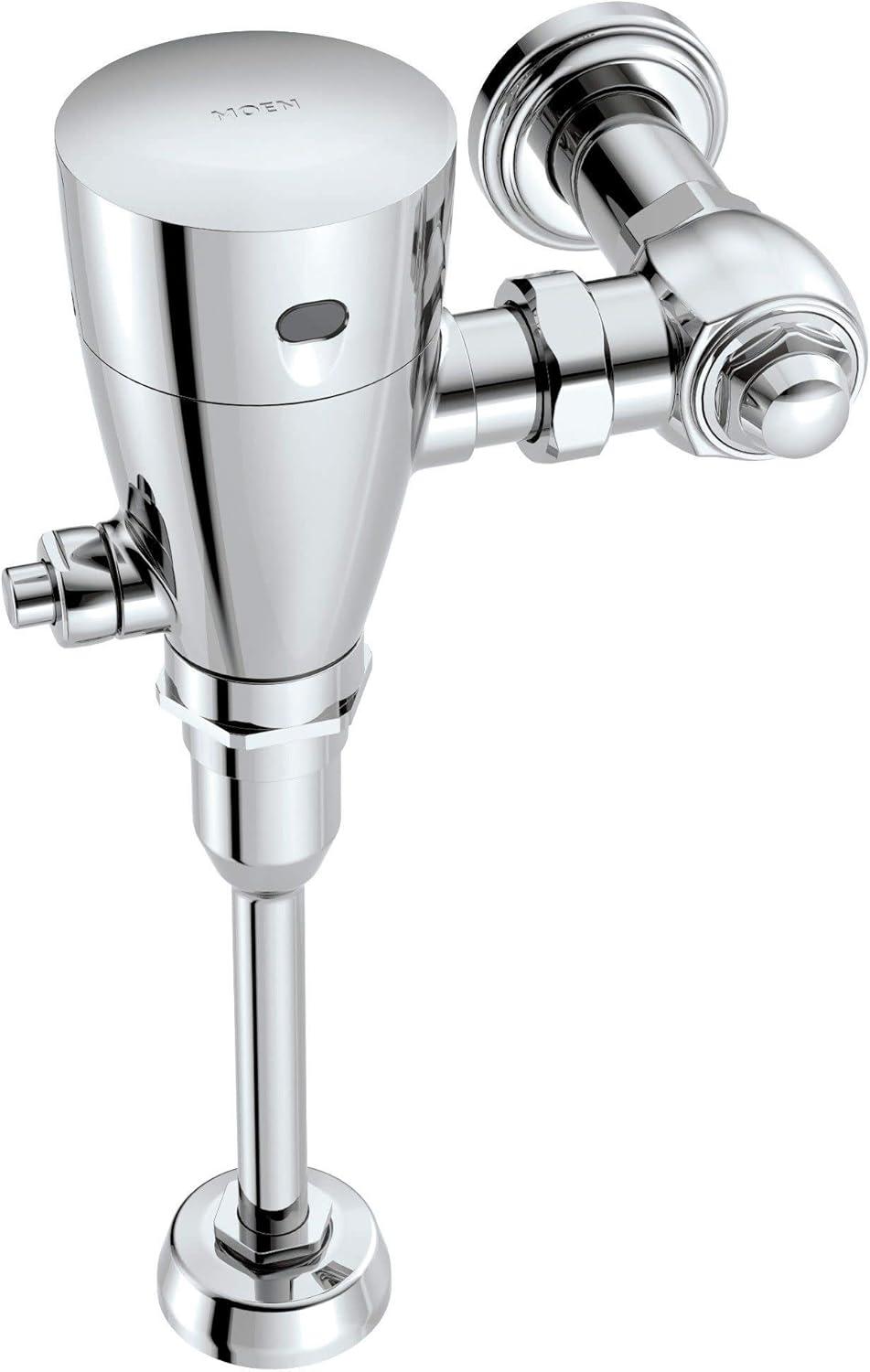 Chrome Electronic Sensor-Operated Urinal Flush Valve with Vandal-Resistant Features