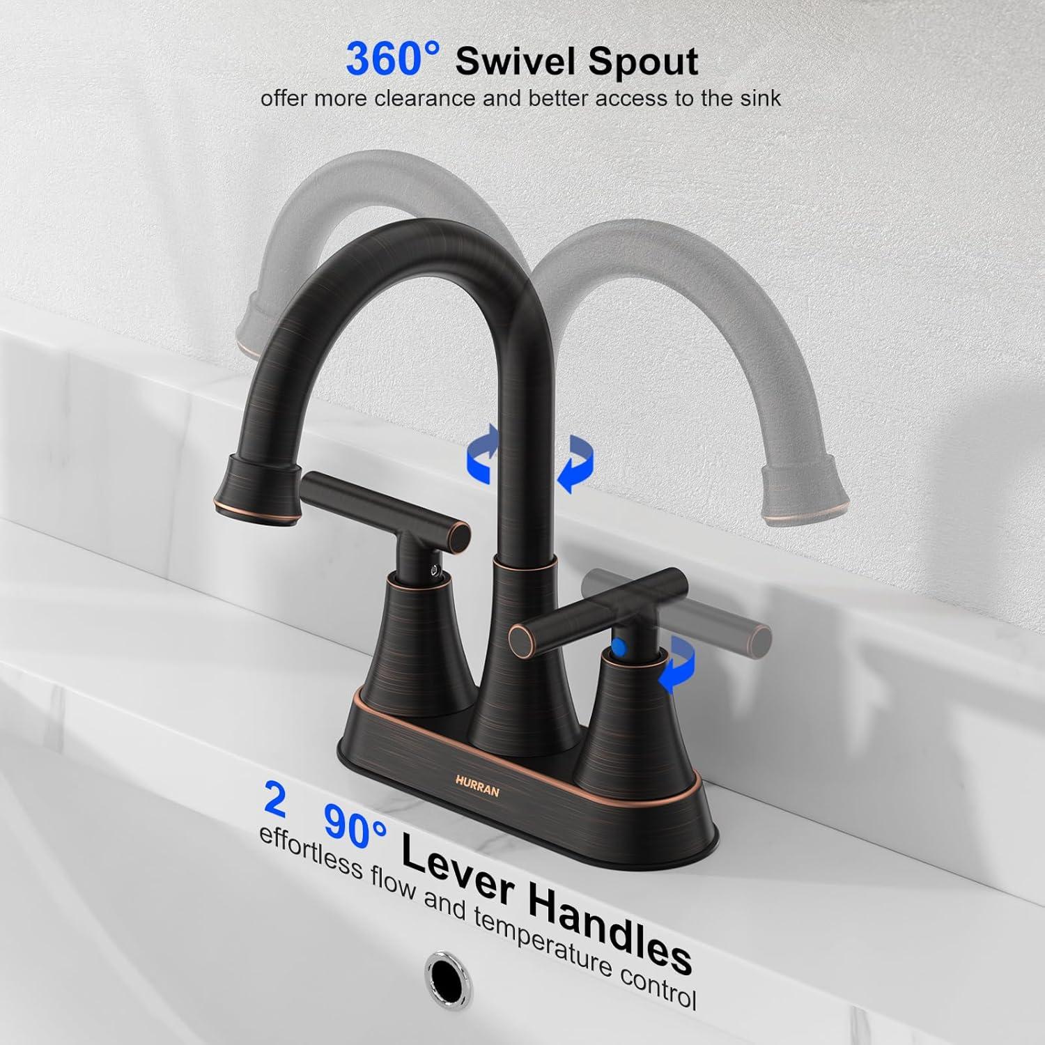 BWE 4 in. Centerset 2-Handle High-Arc Bathroom Faucet