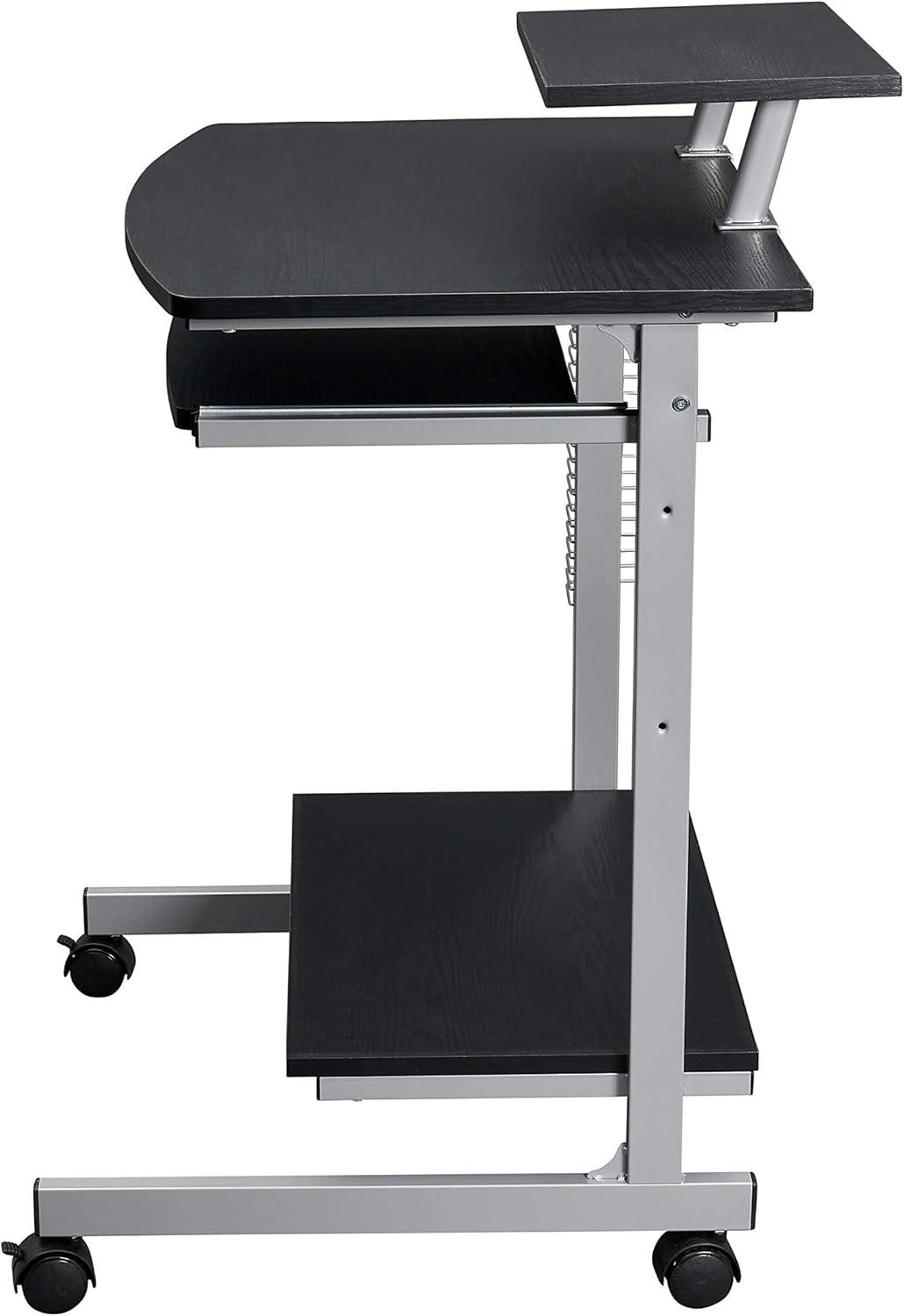 Espresso Compact Workstation Cart with Slide-Out Keyboard Tray