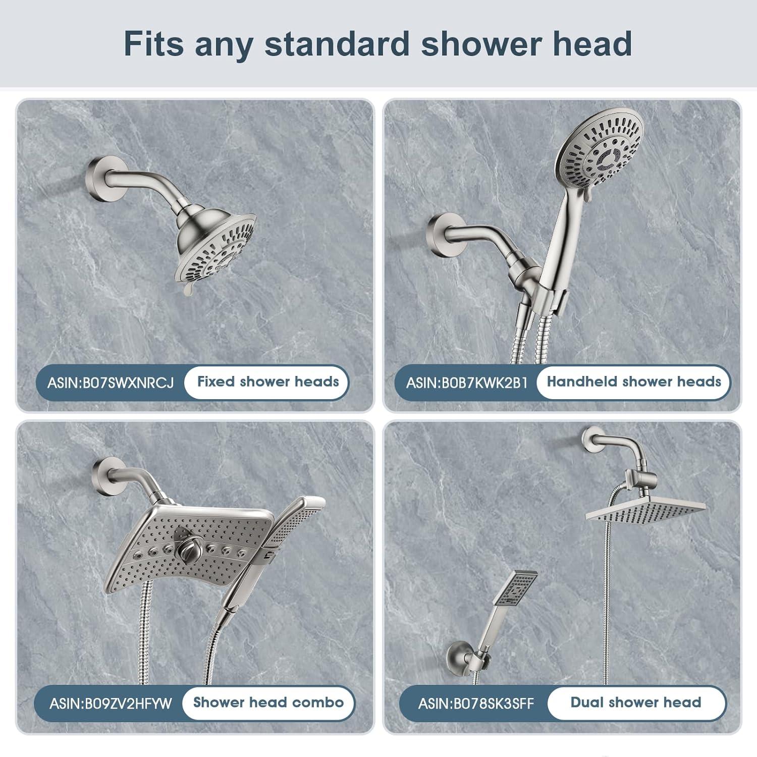 6 Inch Stainless Steel Wall-Mounted Shower Arm and Flange, Shower Head