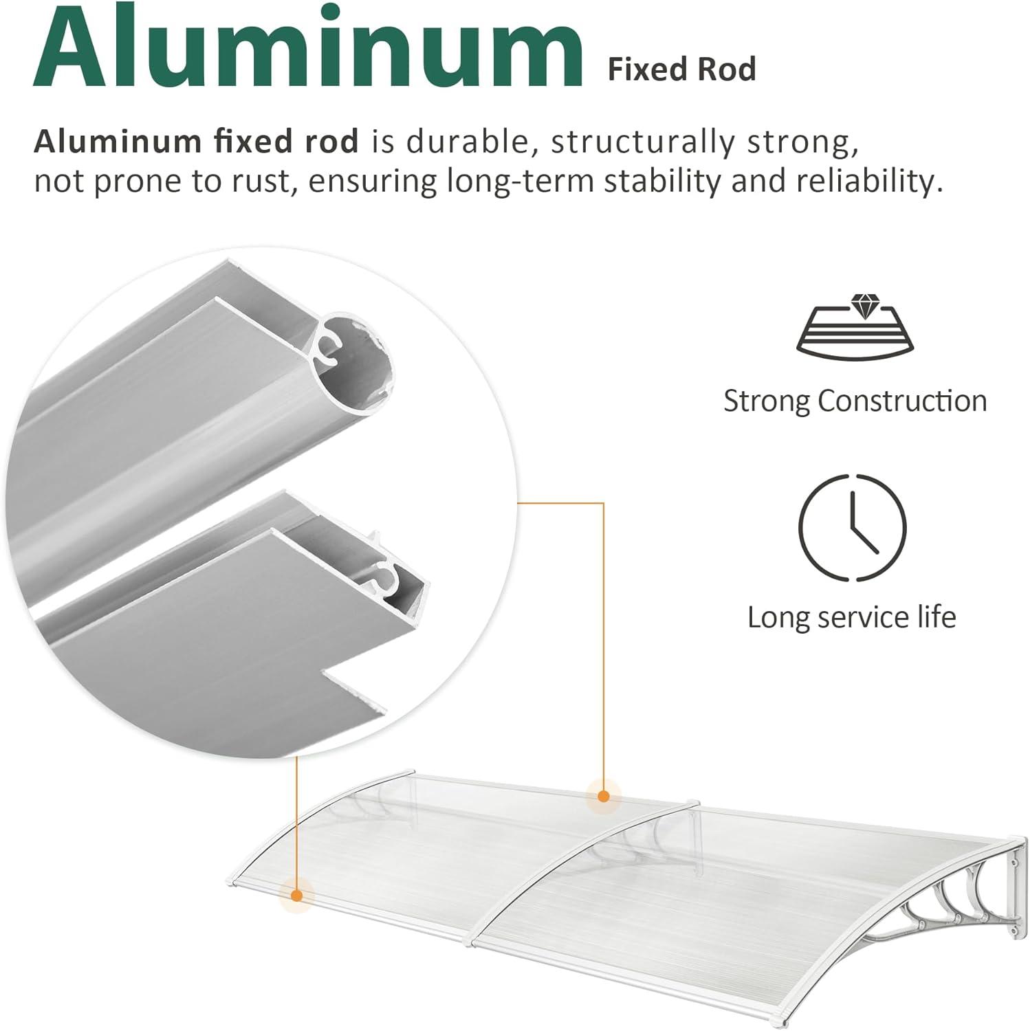 Clear Polycarbonate Outdoor Window Awning with White Bracket