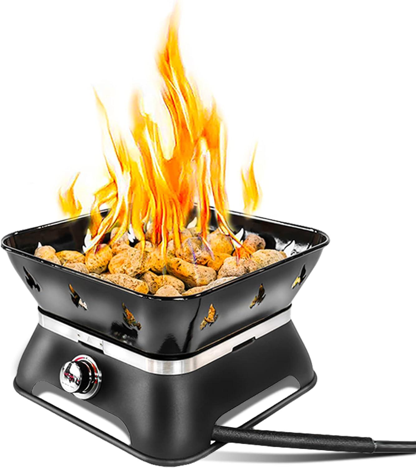 14-Inch Black Steel Square Propane Gas Fire Pit