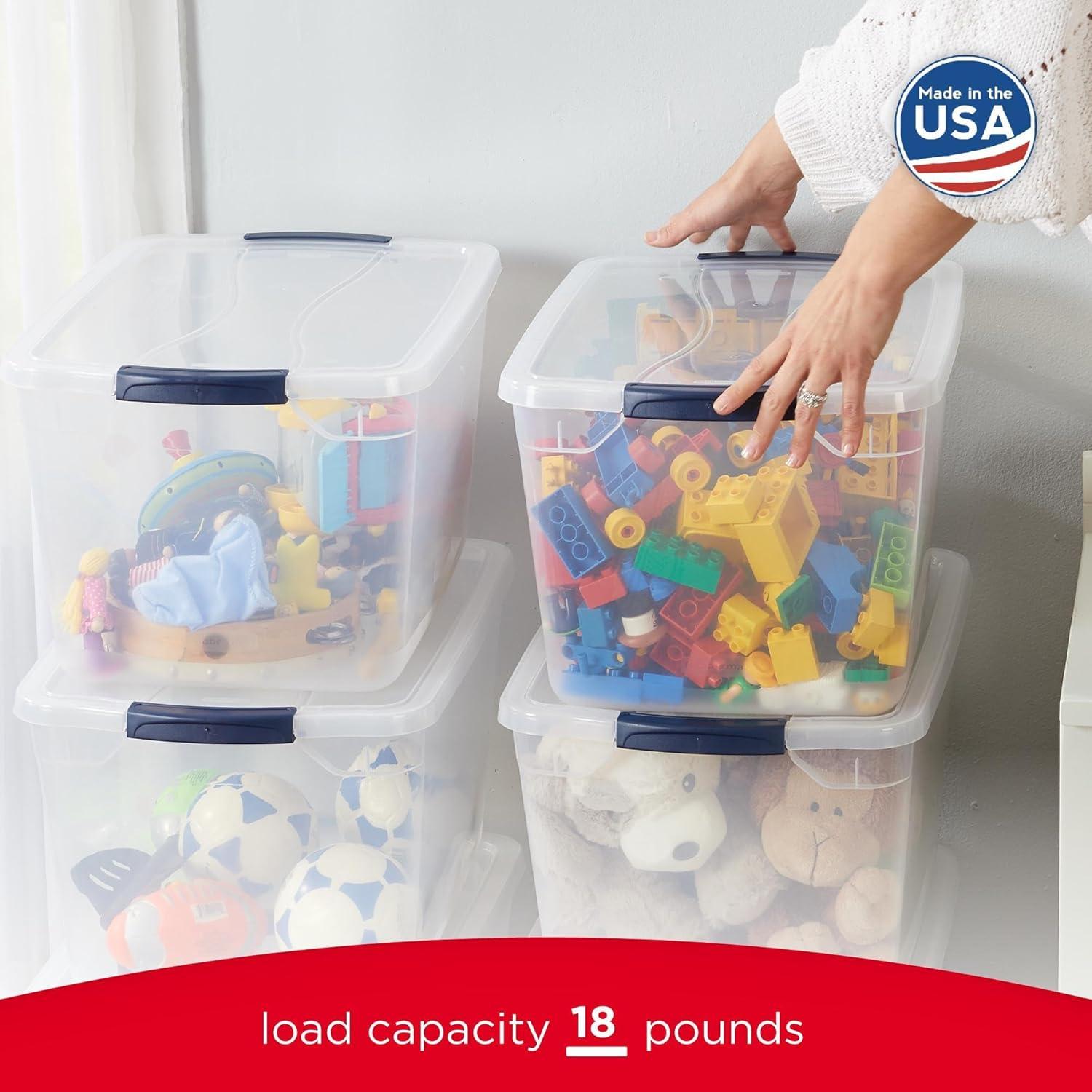 Clear 30 Qt Stackable Plastic Storage Totes with Lids, 6 Pack