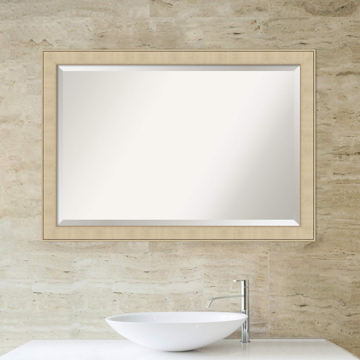 Elegant Honey Silver Rectangular Bathroom Vanity Mirror 28" x 40"