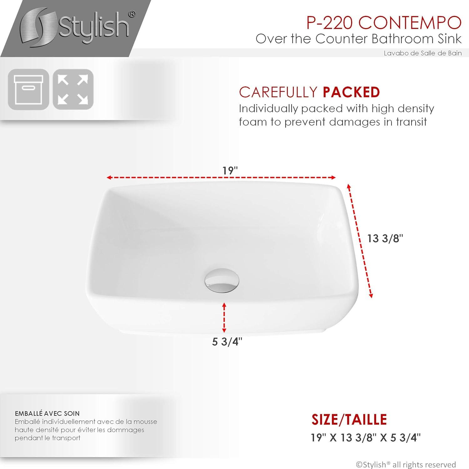 STYLISH Contempo 19"L White Rectangular Vessel Sink