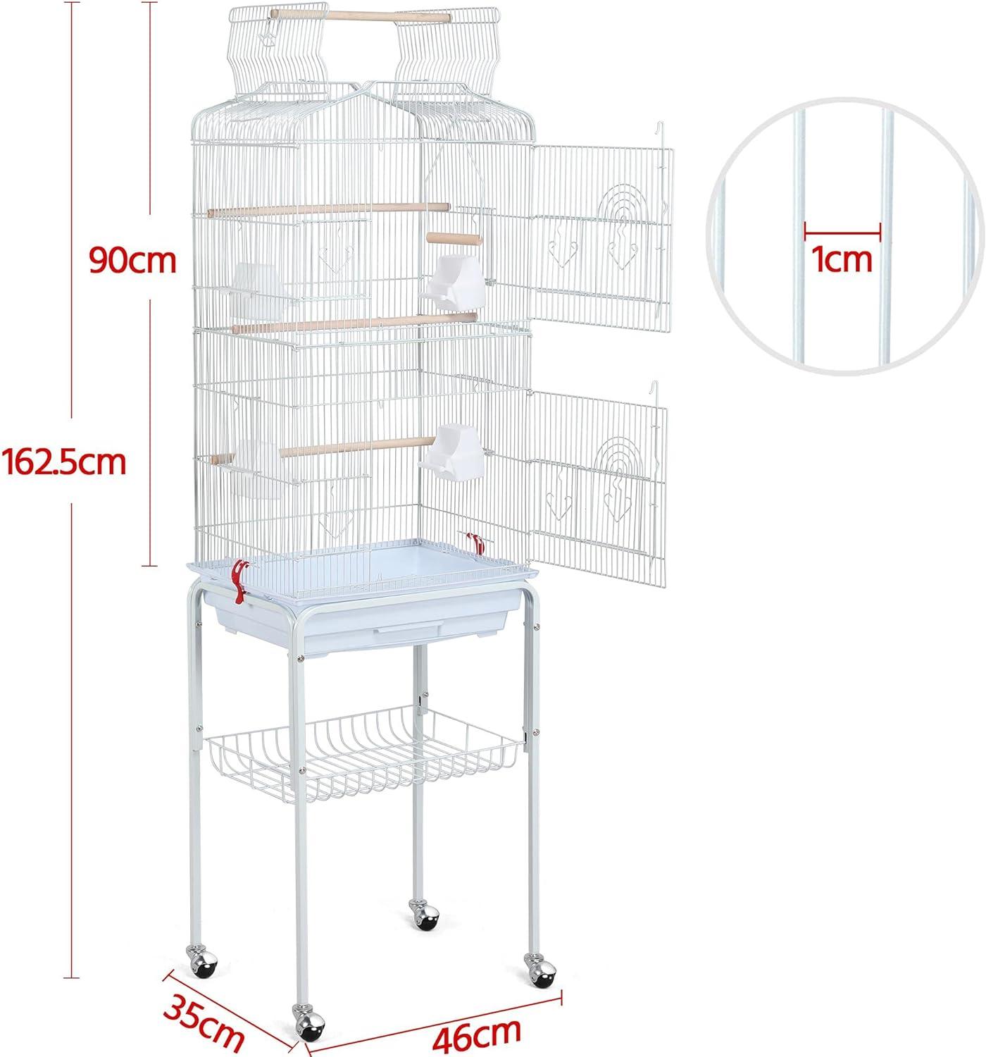 Yaheetech Open Top Metal Bird Cage Large Rolling Parrot Cage With Stand