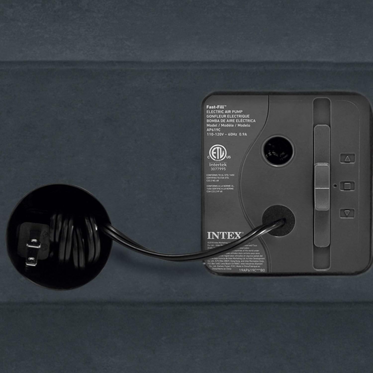 Full Gray and White Inflatable Raised Airbed with Pump