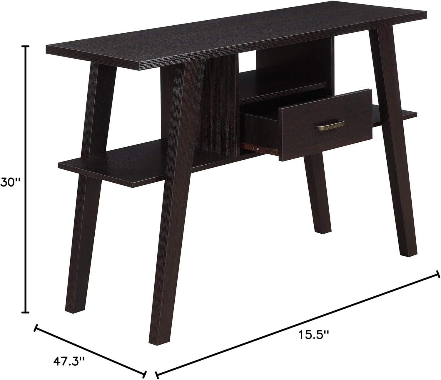 Newport Mike W Console Table with Drawer, Espresso - 47.25 x 15.5 x 30 in.