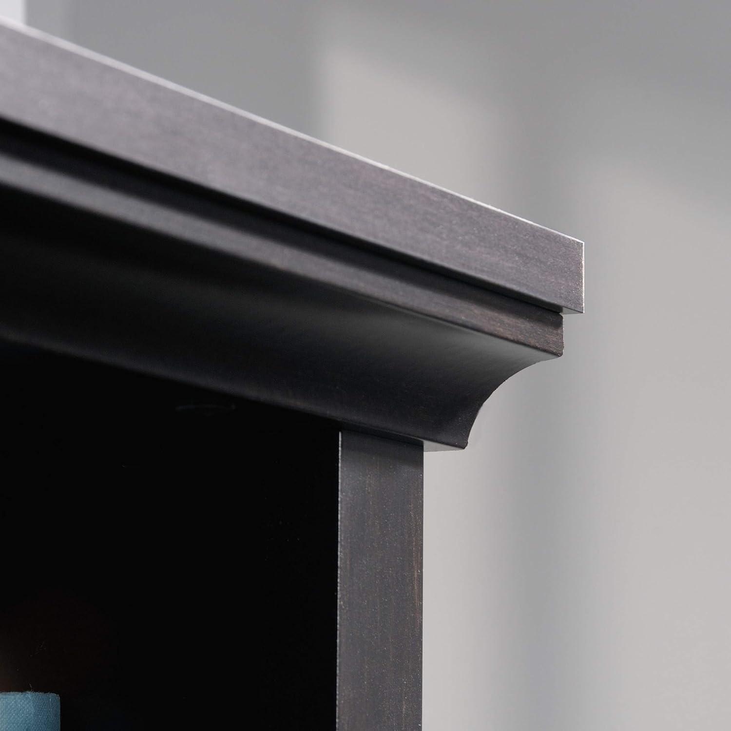 Sauder 70" 5 Shelf Bookcase with Doors Black: Mid-Century Modern, MDF Frame, Vertical Storage