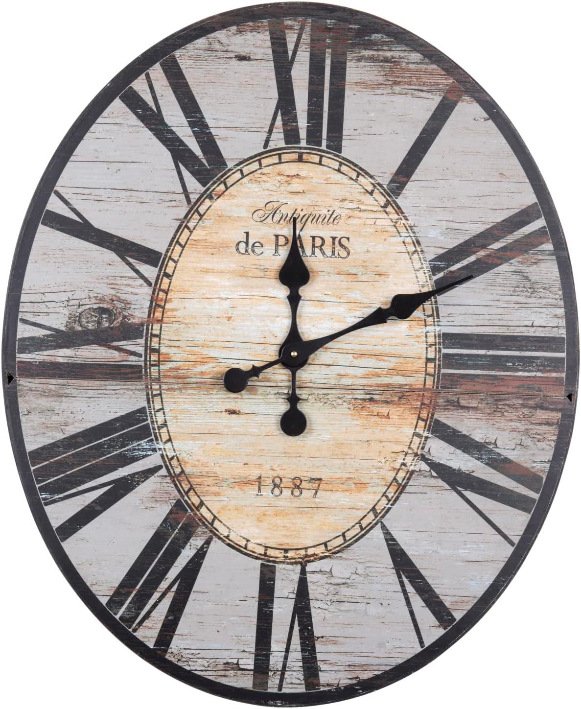 Woven Paths 29" Oval Distressed Grey Wood Wall Clock