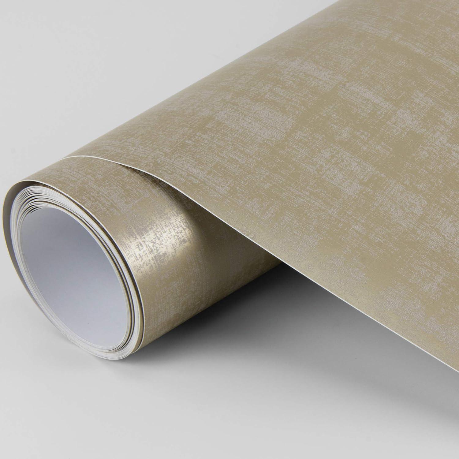 InHome Aurum Linen Peel and Stick Wallpaper: Vinyl, Self-Adhesive, Modern Crosshatch, Light Beige, Peelable & Washable