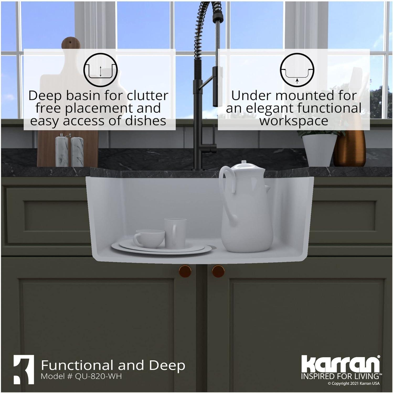 Karran Quartz 24-3/8'' X 19-1/8'' Single Bowl Undermount Kitchen Sink