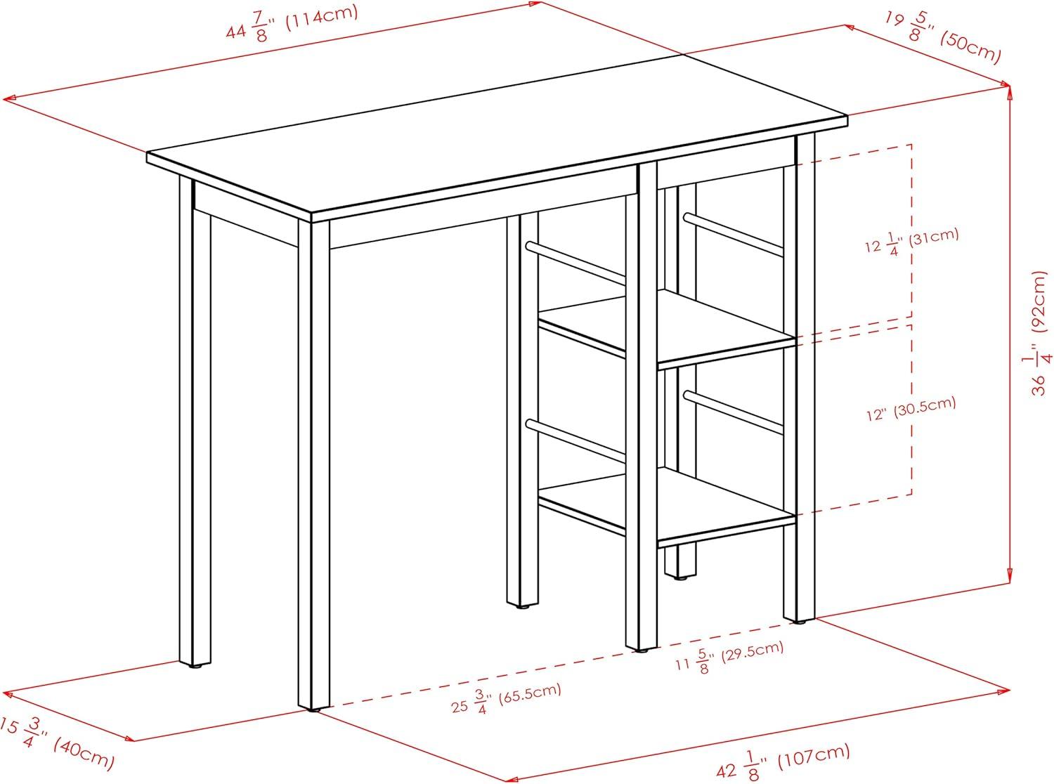 Walnut Wood Counter Height Kitchen Island with Shelves