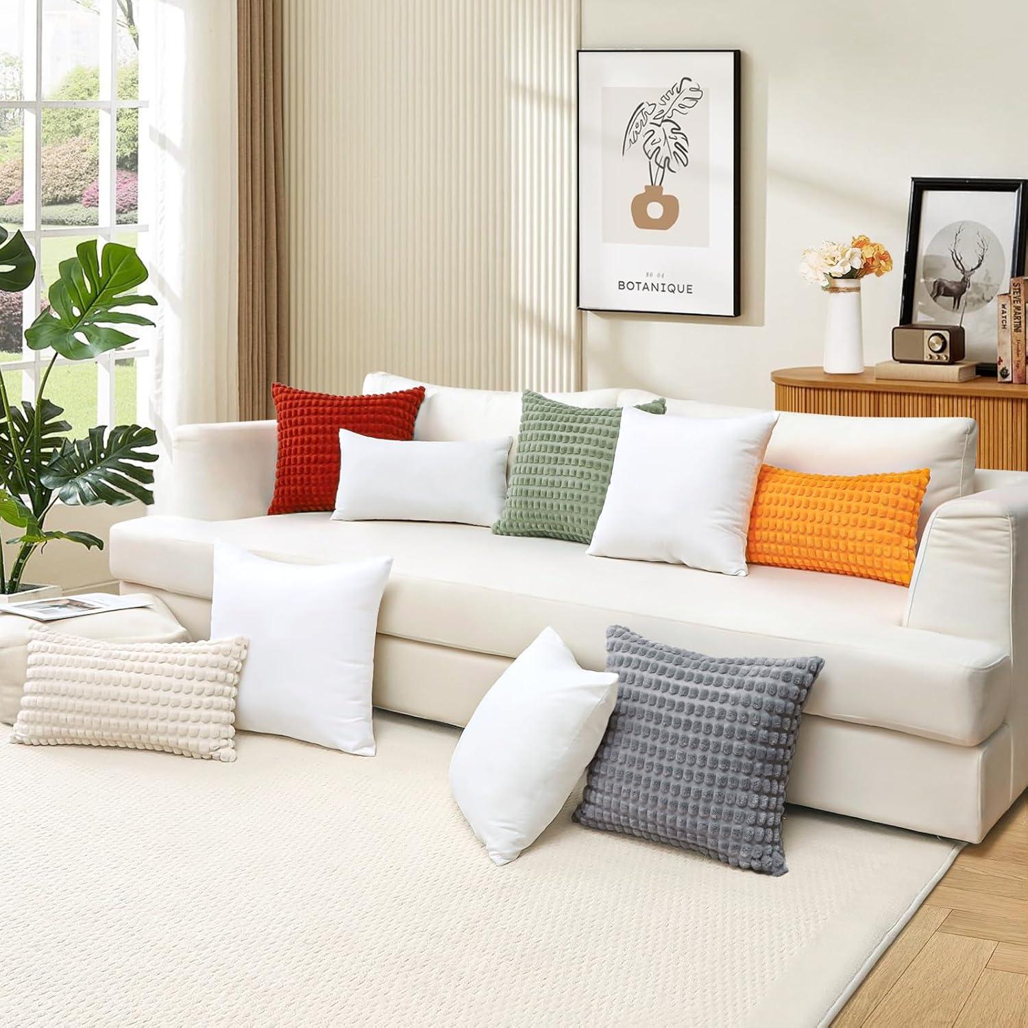 THROW PILLOW, SOFA PILLOW, OUT DOOR PILLOW, COUCH PILLOW, BEDDING PILLOW Inserts (Set of 2, White), 18x18 Inches - Lightweight Fillers for Sofa, Bed, and Home Décor (18x18 Inch (Pack of 2)