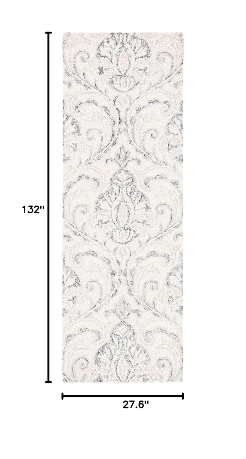 Micro-Loop MLP532 Hand Tufted Indoor Runner Rug - Ivory/Grey - 2'3"x11' - Safavieh