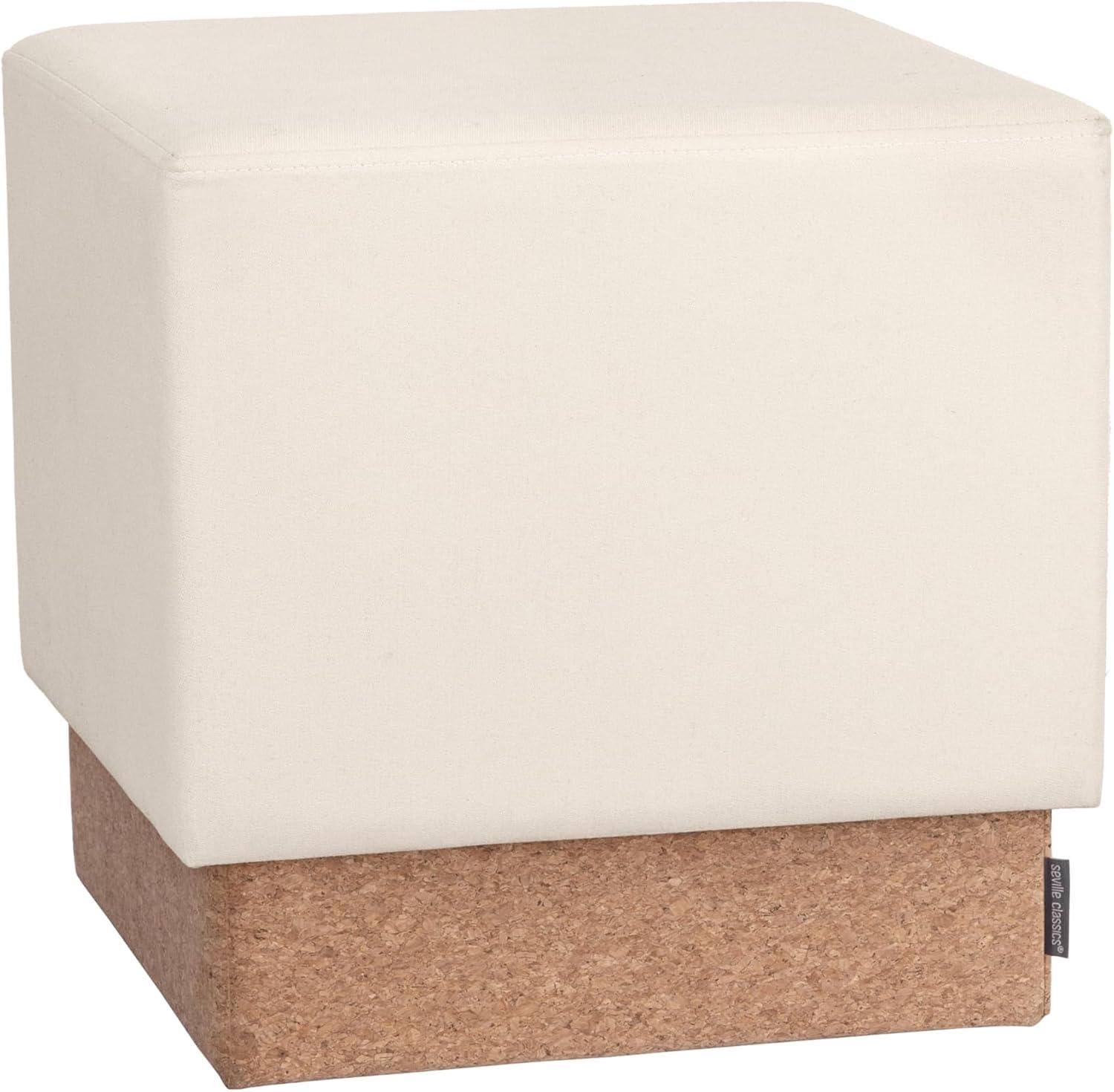 Cream and Cork 15" Cube Storage Ottoman with Cushioned Seat