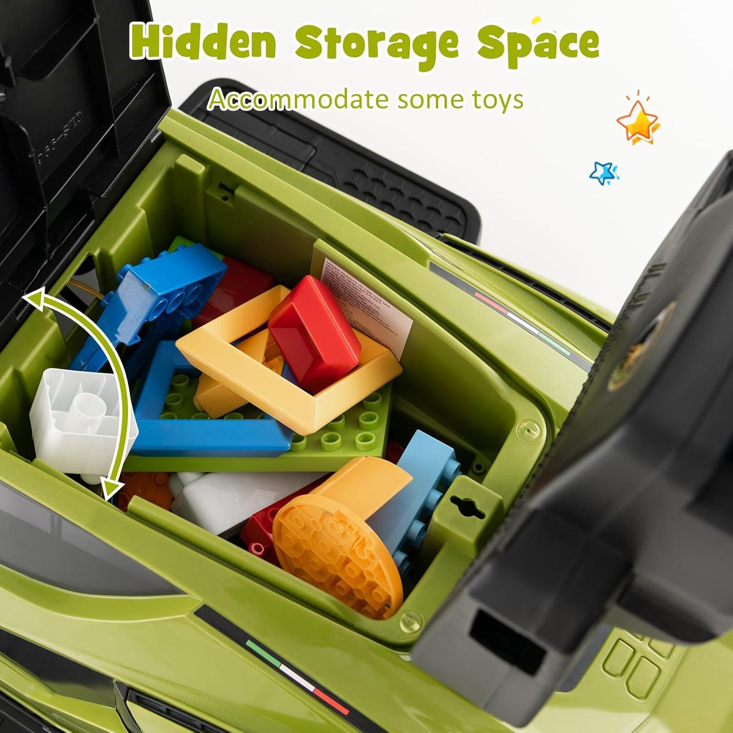 Green Lamborghini 3-in-1 Push Car Stroller with Storage