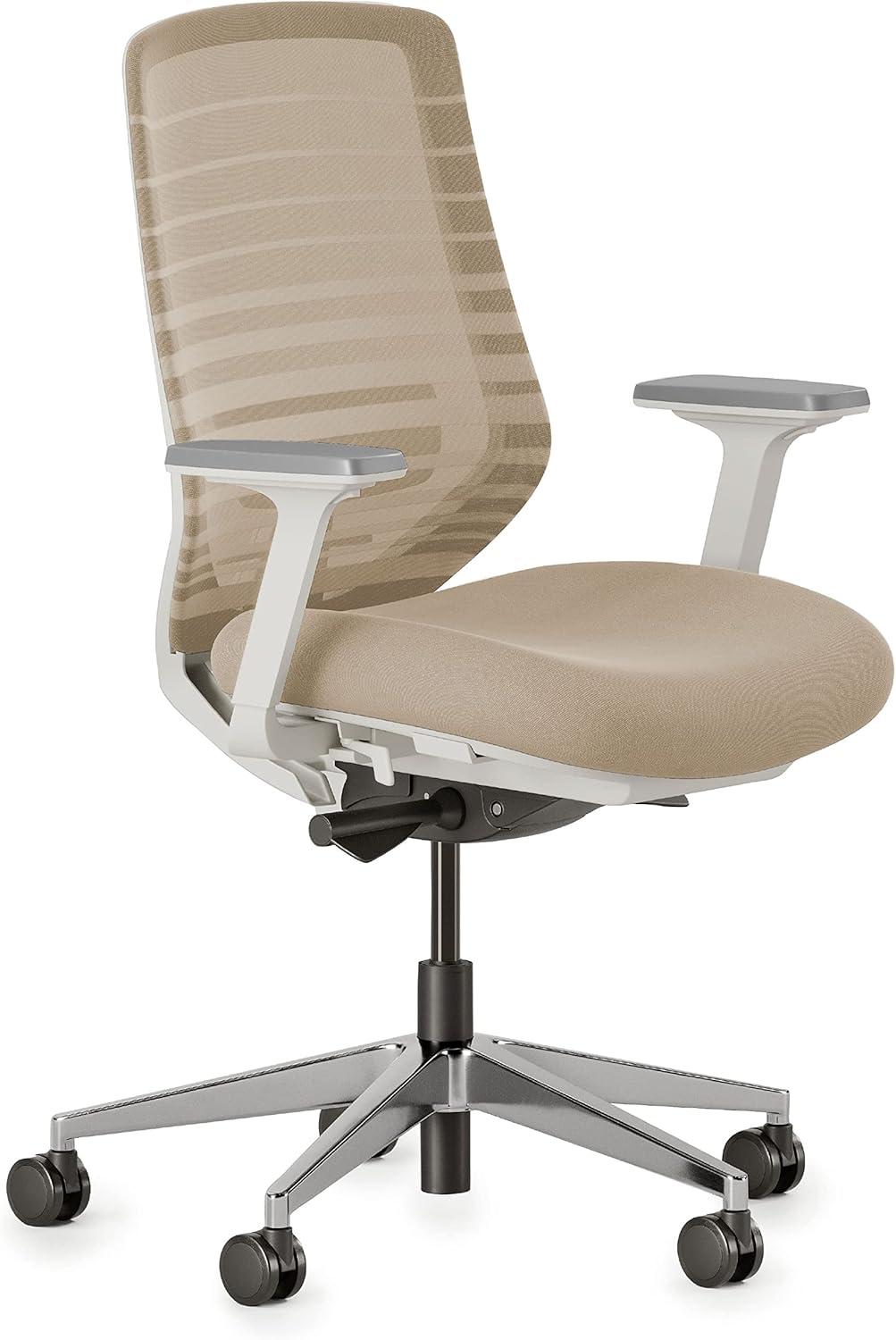 Sand and White Ergonomic Mesh Swivel Task Chair