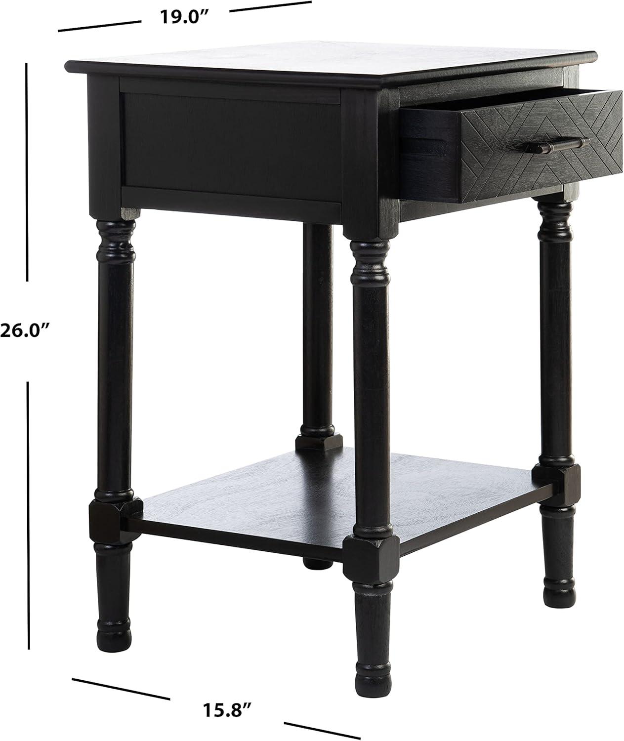 SAFAVIEH Peyton French Black Rectangle Wood Storage End Table (19 in. W x 15.8 in. D x 26 in. H)