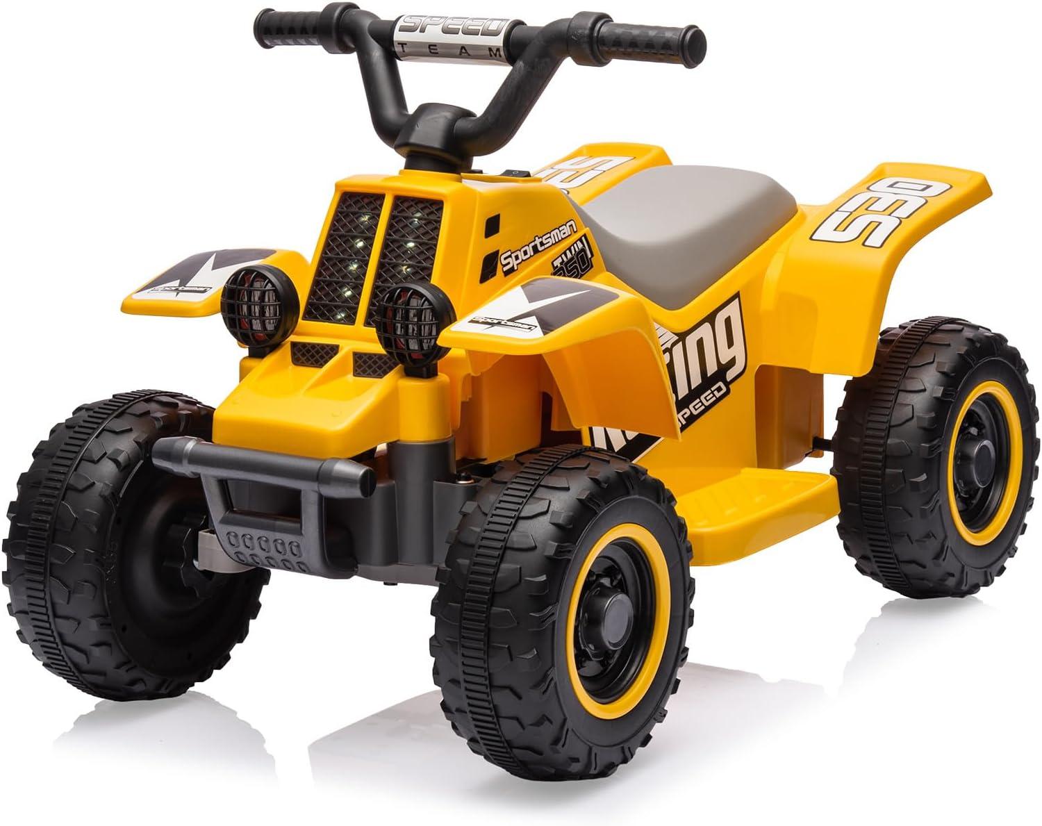 6V 7Ah Powered Ride-on Toy, Electric 4-Wheeler ATV Car w/ Horn, Music Player, Headlight for Kids