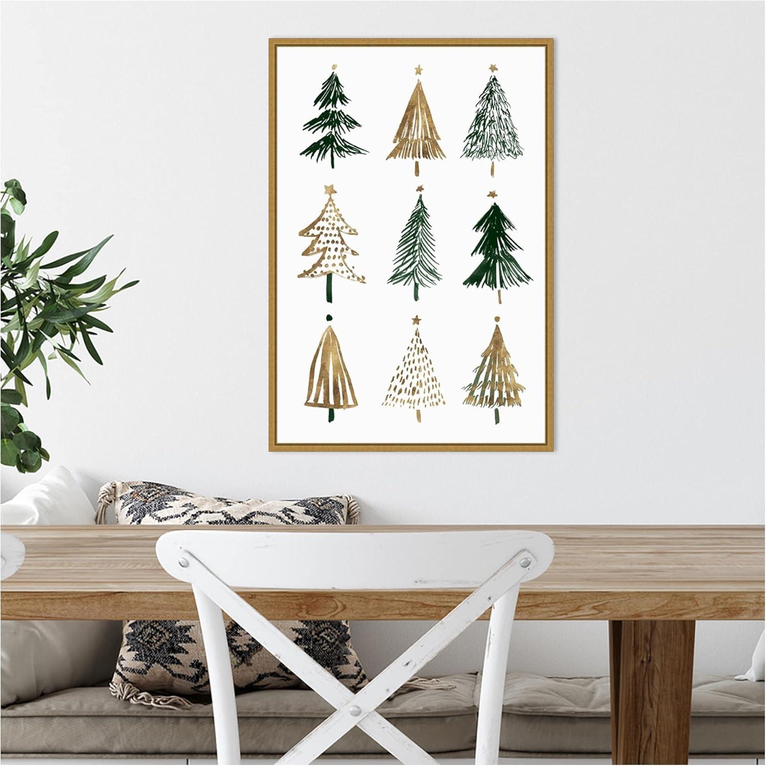 16" x 23" Evergreens II Tree by Isabelle Z Framed Canvas Wall Art - Amanti Art: Christmas Decor, Vertical Lithograph