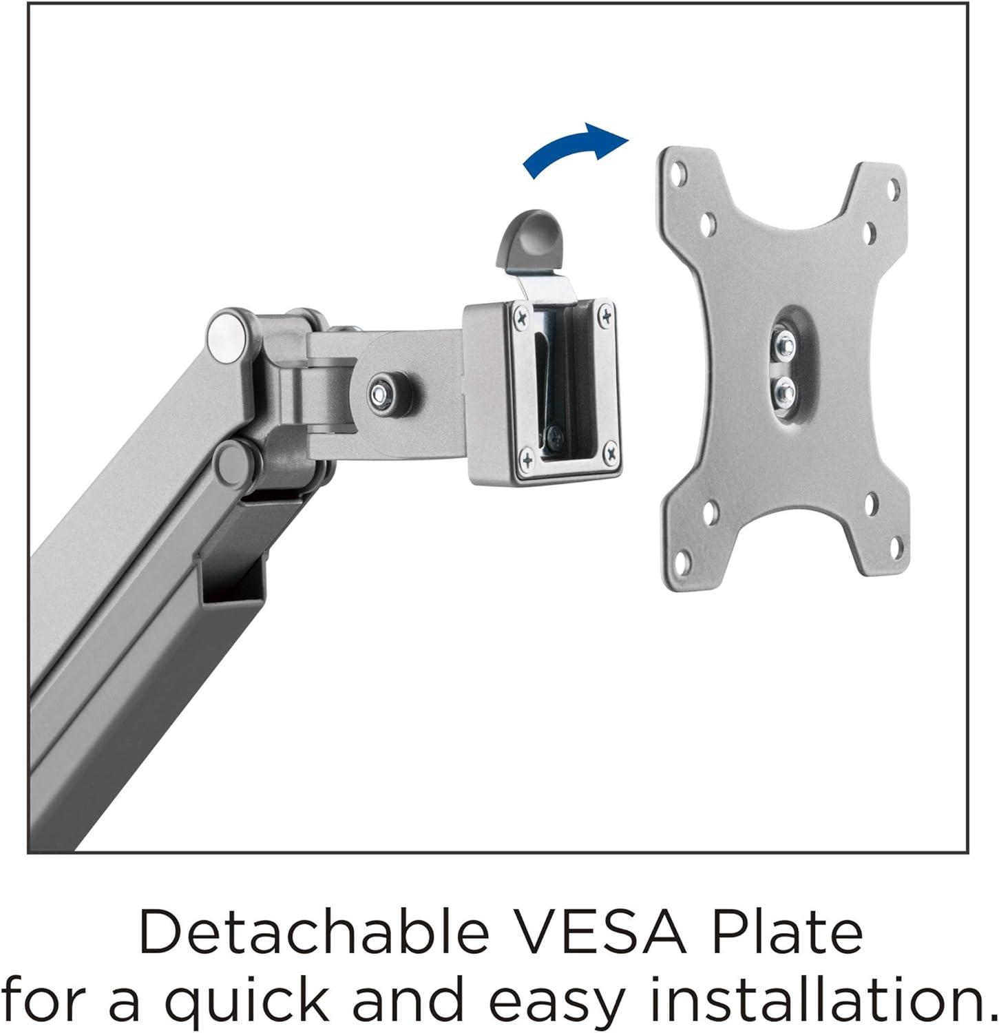 Lorell, LLR99803, USB Pole Dual Monitor Arm, 1 Each, Gray