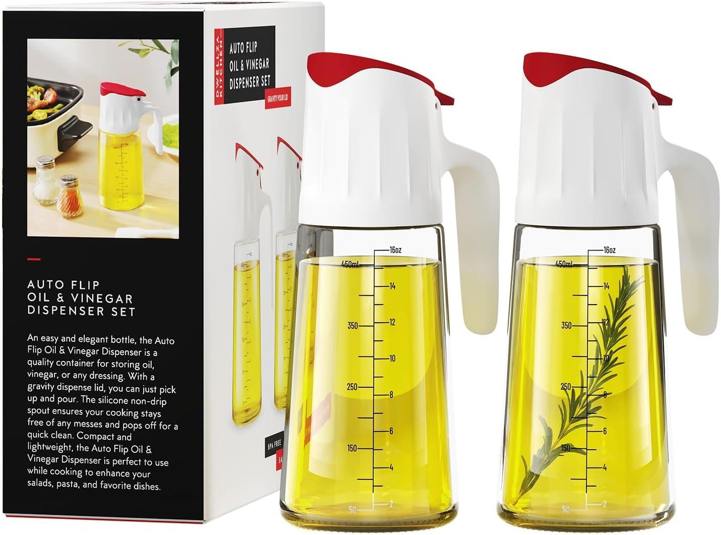Dwellza Kitchen Cooking Olive Oil Dispenser Bottles For Kitchen With Drain And Measurements