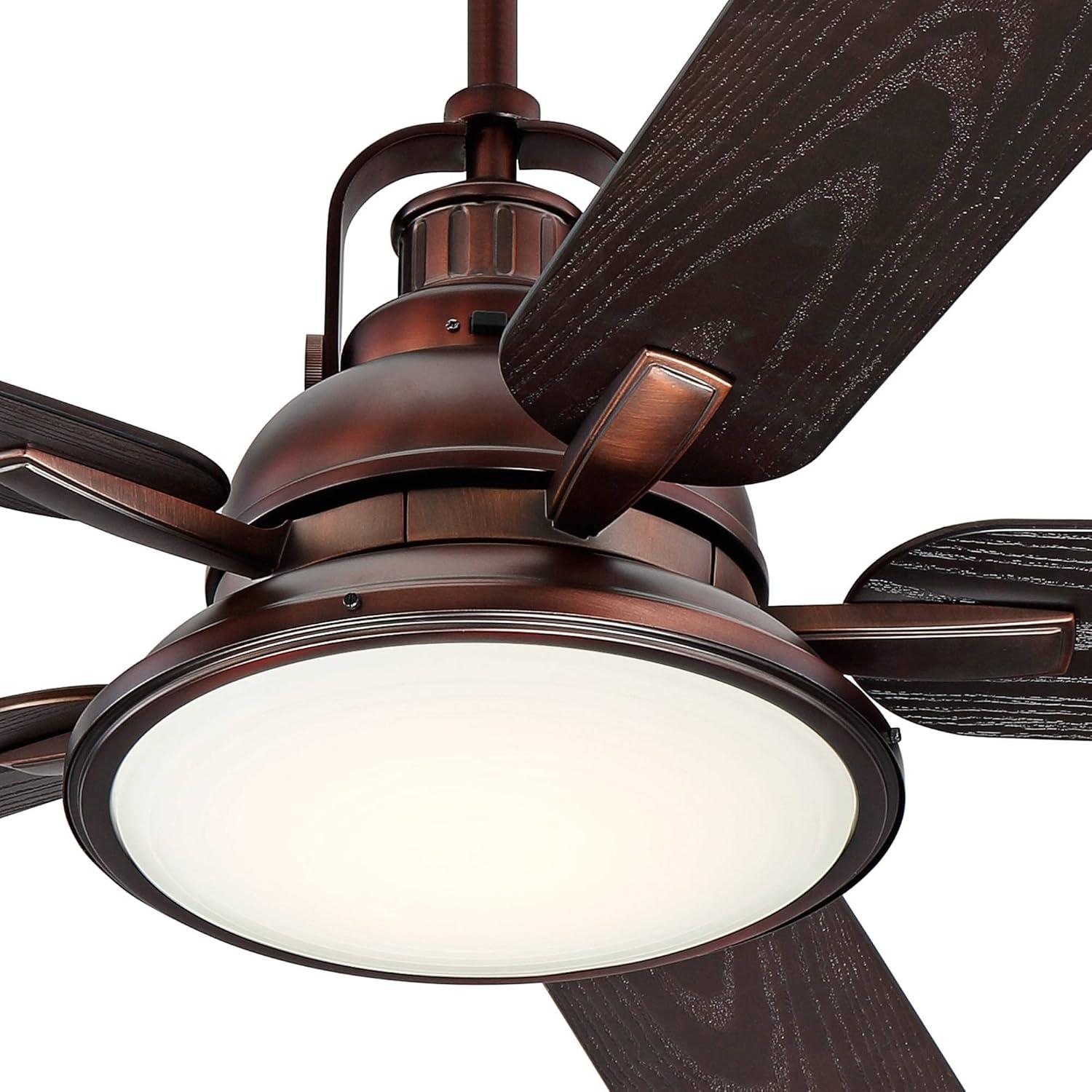 Casa Vieja 60" Wind and Sea Farmhouse Rustic Indoor Outdoor Ceiling Fan 5 Blade LED Light Remote Control Oil Rubbed Bronze Finish Bedroom Patio