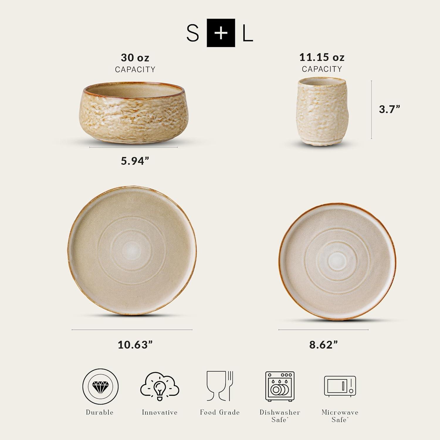 Stone by Mercer Project Shosai Stoneware Dinnerware Set Tan - 32 Piece