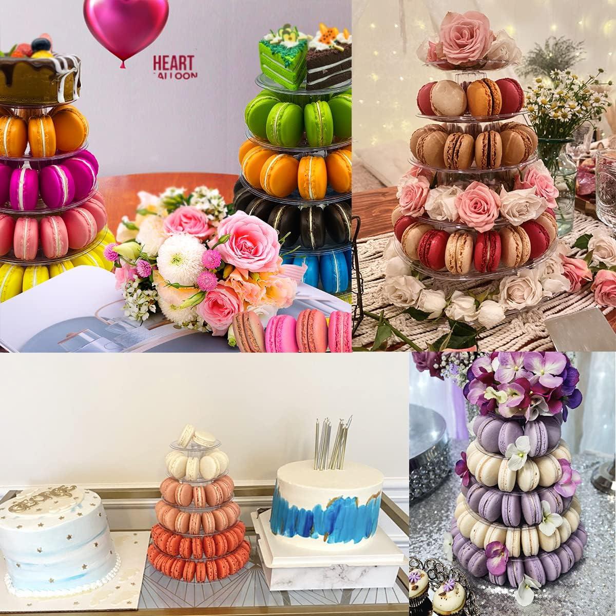 6 Tier Macaron Tower Stand 1 Pcs, Round Plastic Macaron Tower Stand,for Wedding Birthday Party ,Plastic Display Stand,Stand Cake Display for Birthday Party,Topboutique