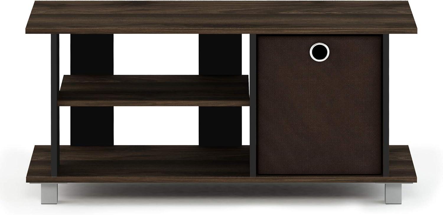Columbia Walnut and Dark Brown MDF TV Stand with Storage Bin