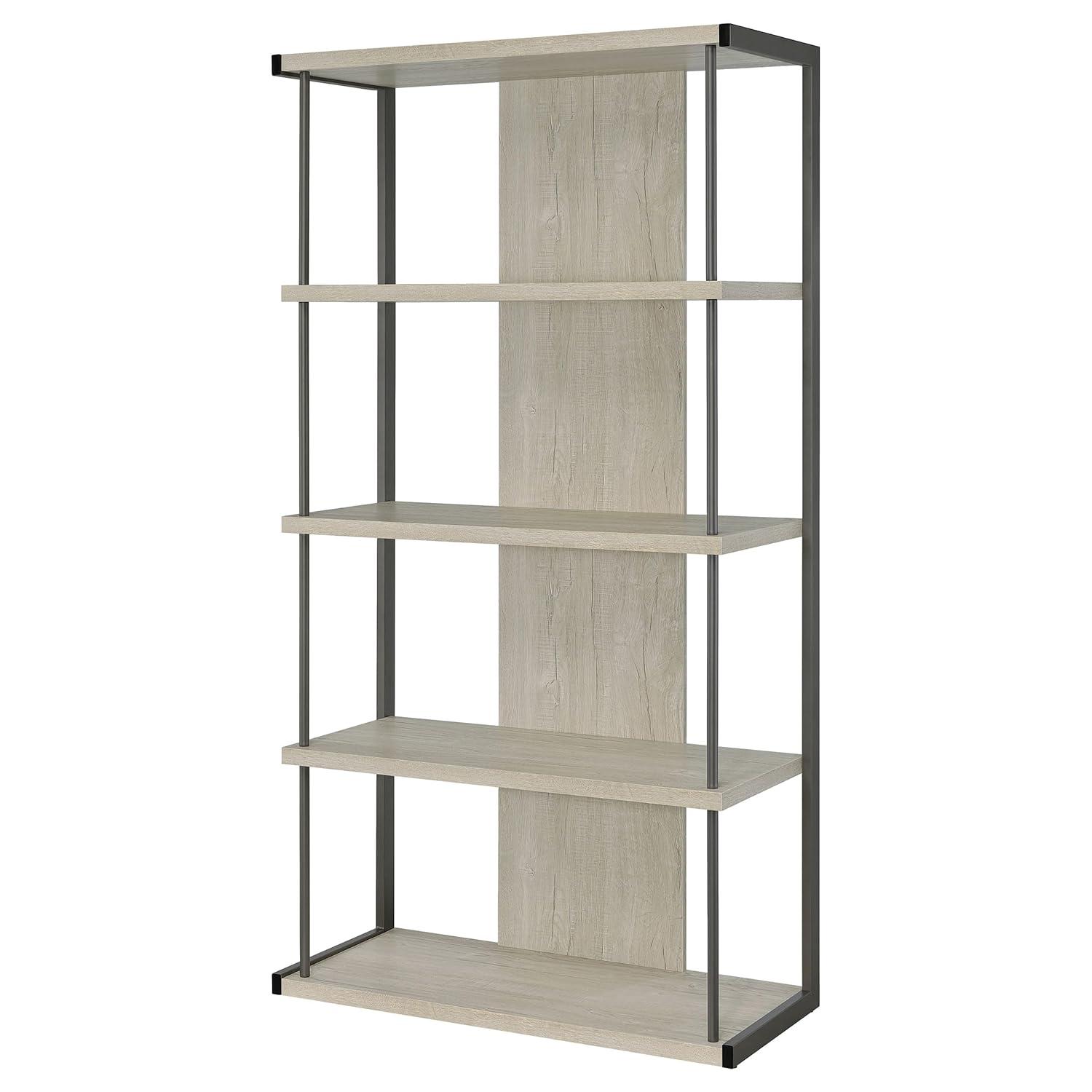 Coaster Loomis 4-shelf Modern Wood Bookcase Whitewashed Gray