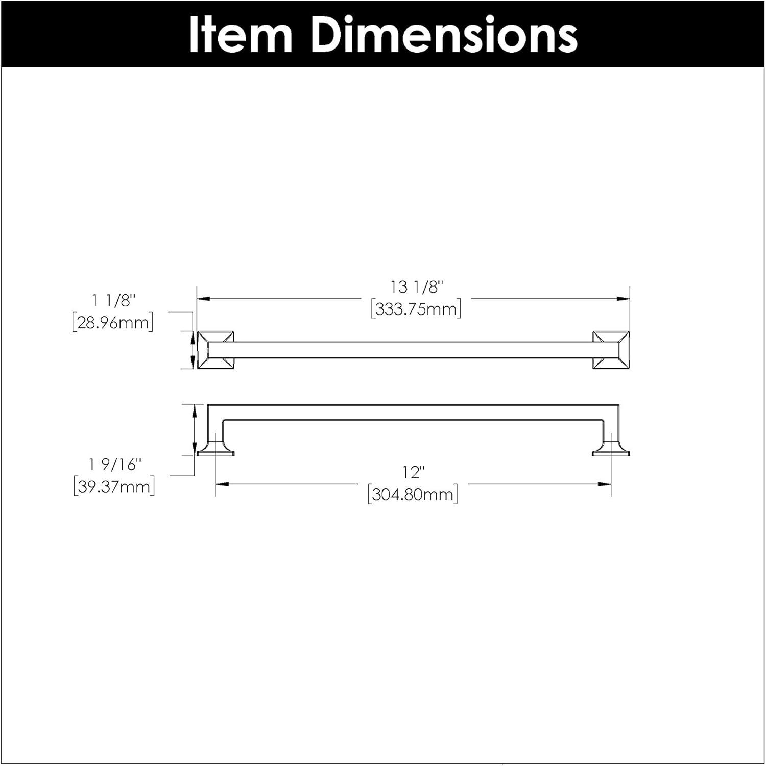 Hickory Hardware Studio Collection Pull 12 Inch Center to Center Matte Black Finish (5 Pack)