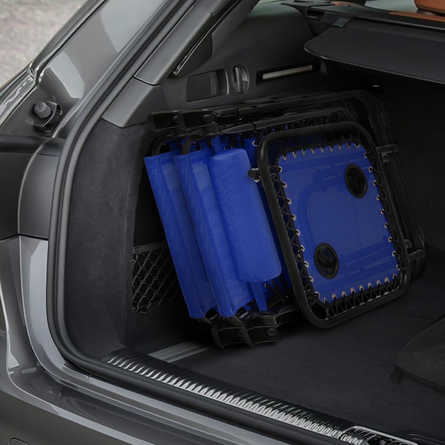 MoNiBloom Lounge Beach Chairs Set of 3 for Outside, Zero Gravity Camping Chairs with Side Table, Pillow and Tray, Blue