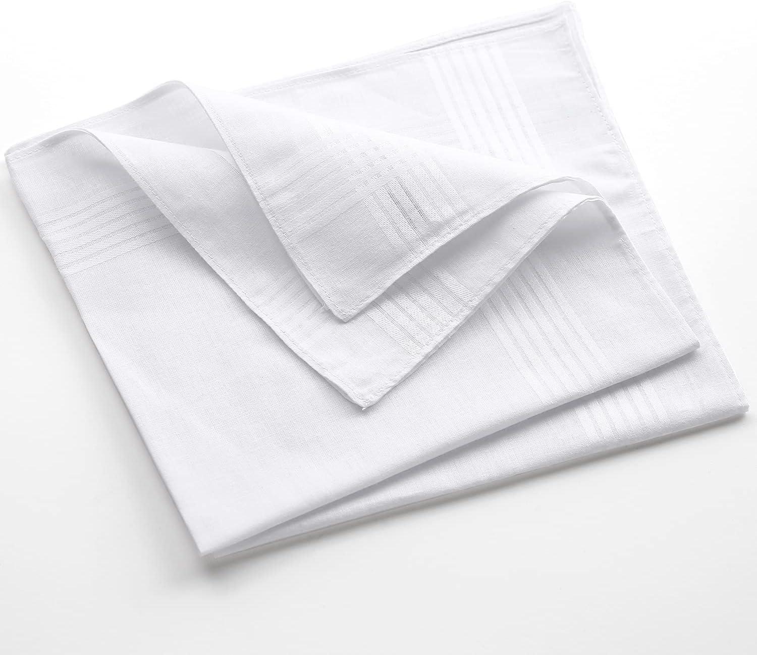 Men's White 100% Cotton Soft Finish Handkerchiefs Pocket Square Hankies