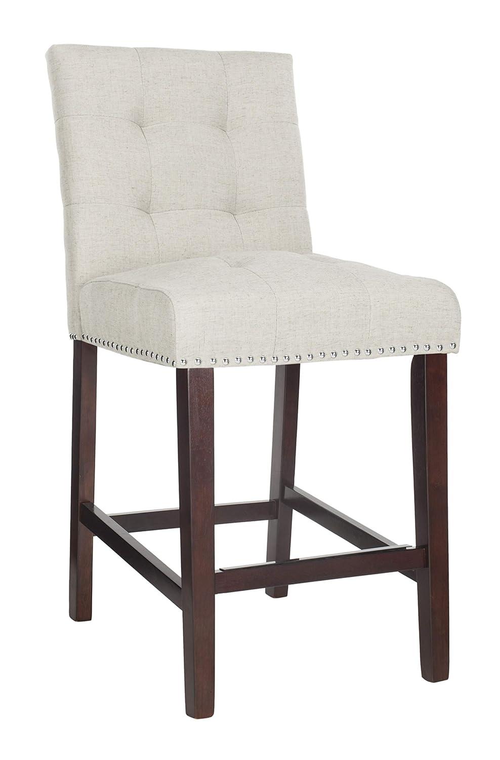 Nikita Counter Stool (Set of 2) - BST6303 - Light Grey/Espresso - Safavieh