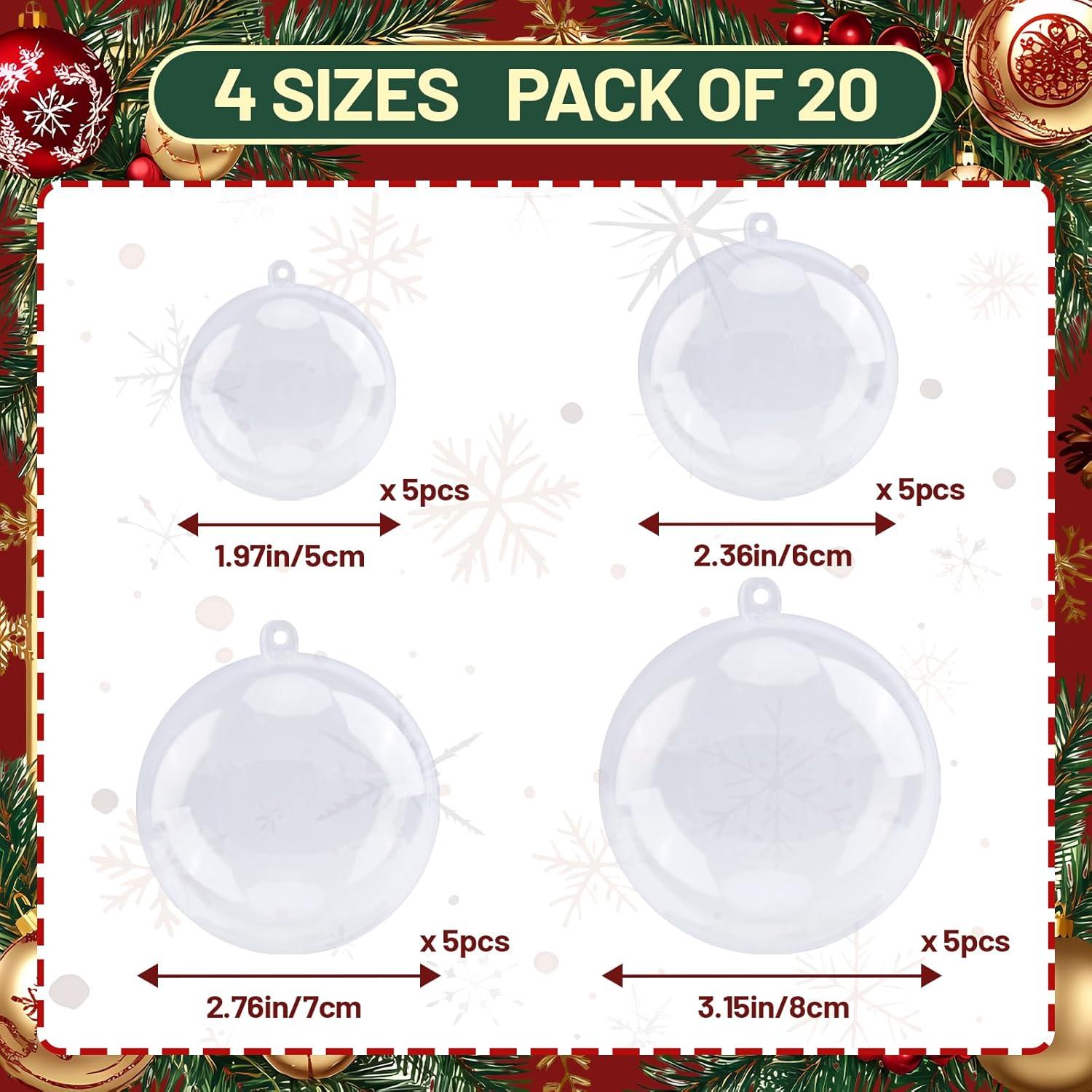 12 Pack Clear Plastic Fillable Ornament Ball 3.15''/80mm for Christmas,Holiday, Wedding,Party,Home Decor