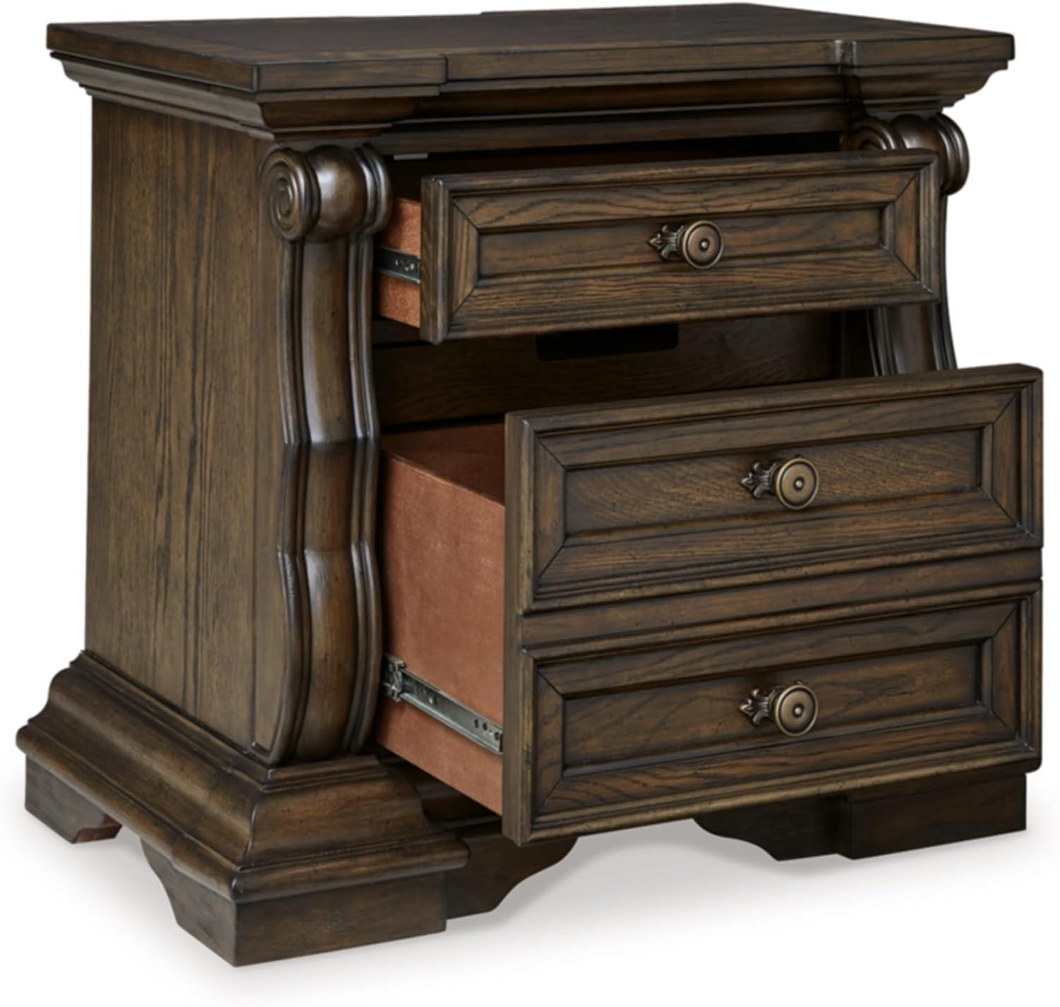 Signature Design by Ashley Maylee 2 Drawer Nightstand with USB Ports, Brown