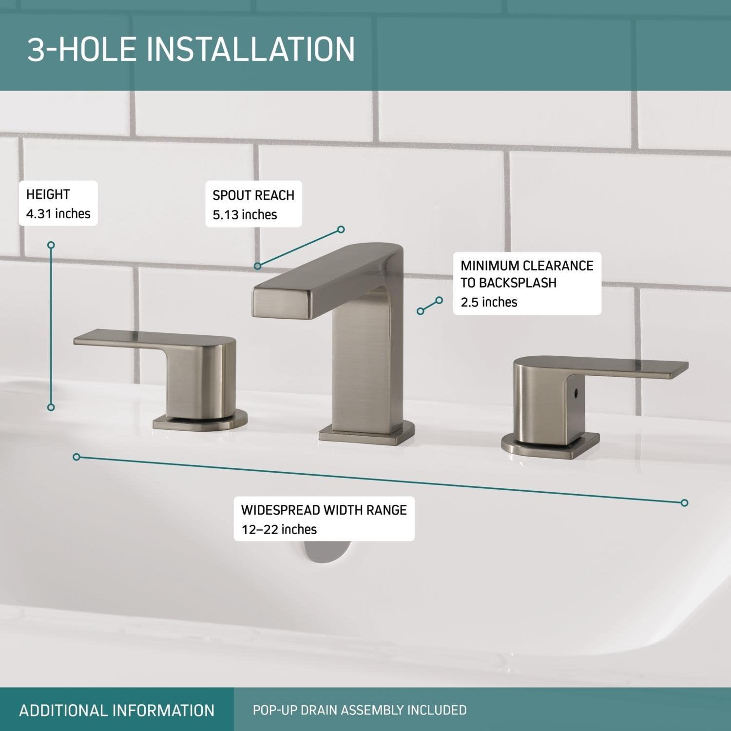 Xander Widespread Bathroom Faucet 3 Hole, 2-handle Bathroom Sink Faucet with Drain Assembly