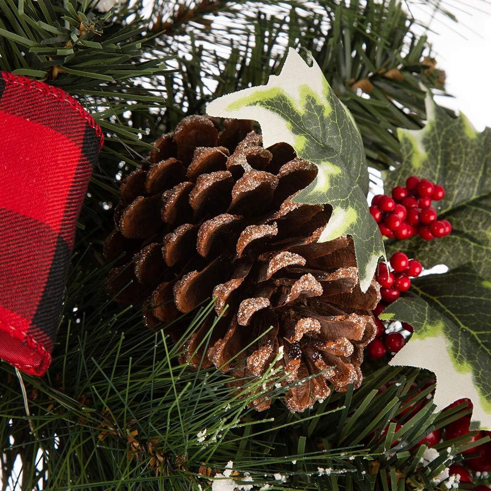 24'' LED Christmas Wreath with Pinecones and Berries