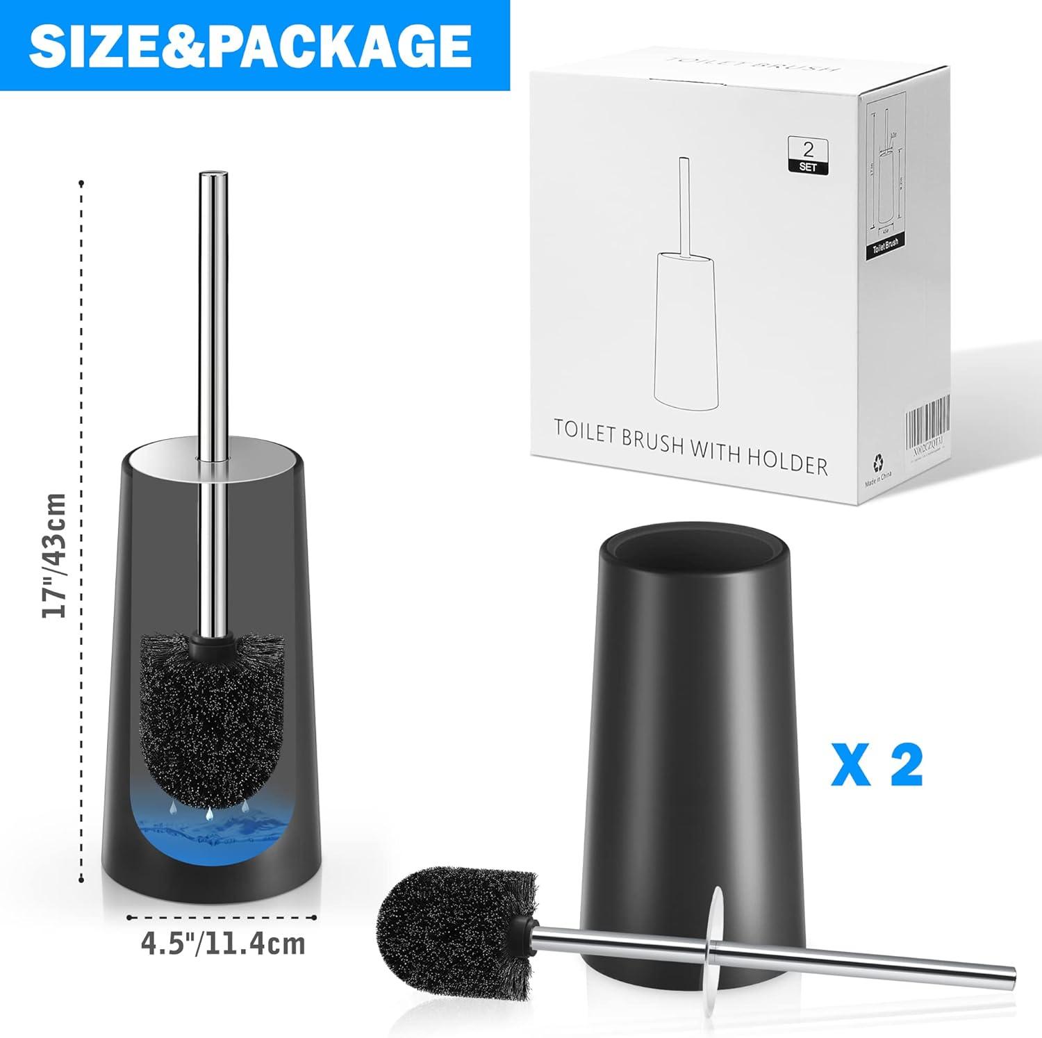 Black Stainless Steel Toilet Brush and Holder Set