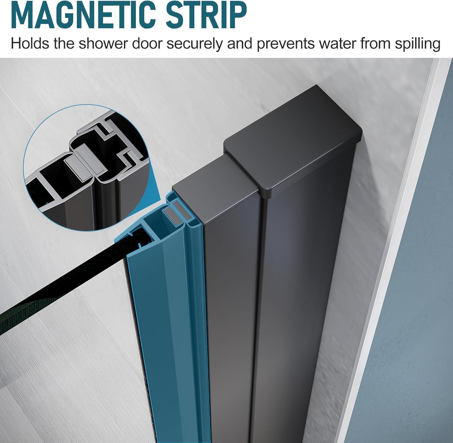 Sarlai 30 - 31 3/8" W x 72" H BiFold Frameless Glass Shower Door with Clear Tempered Glass S-SD3072BF-CH